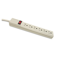 Picture of Compucessory CCS55157 Power Strip- 6 Outlet- Built-in Circuit Breaker- 15ft. Cord- Gray