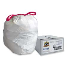 Drawstring Trash Can Liners- 16 Gal.- 24in.x25-.13in.- White- Pack of 60