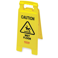 Picture of Rubbermaid Commercial Products RCP611277YW Wet Floor Sign- in.Cautionin.- 11in.x25in.- Open- Yellow