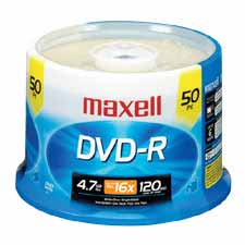 Picture of Maxell Corp. Of America MAX638011 DVD-R- 16X Speed- 4.7GB- Branded- F-Recorders-Drives- 50-PK