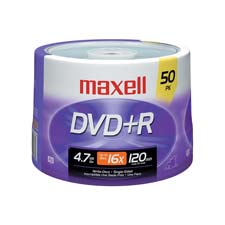 Picture of Maxell Corp. Of America MAX639013 DVDplusR- 16X Speed- 4.7GB- Branded- 50-PK