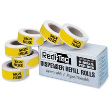 Sign Here Tag Refill- .56in.x1-.88in.- Red