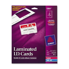 Picture of Avery Consumer Products AVE5361 Laminated Laser-Inkjet ID Cards- 2in.x3-.25in.- White