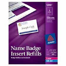 Picture of Avery Consumer Products AVE5392 Plain Insert Badge Refill- Fits 3in.x4in. Holder- White
