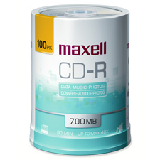 Picture of Maxell Corp. Of America MAX648720 CD-R Discs- 48X- 700MB-80MIN- Printable- 100-Pack- White