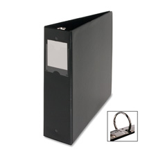 Round Ring Binder- w-Label Holder- 1in. Cap.- 11in.x8-.50in.- BK