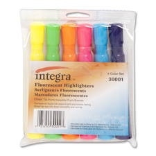 Integra ITA30001 Desk Highlighter- Chisel Tip- 6-ST- Assorted