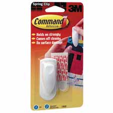 Picture of 3M MMM17005 Spring Clip- w- Command Adhesive- 1 Clip-2 Strips- White