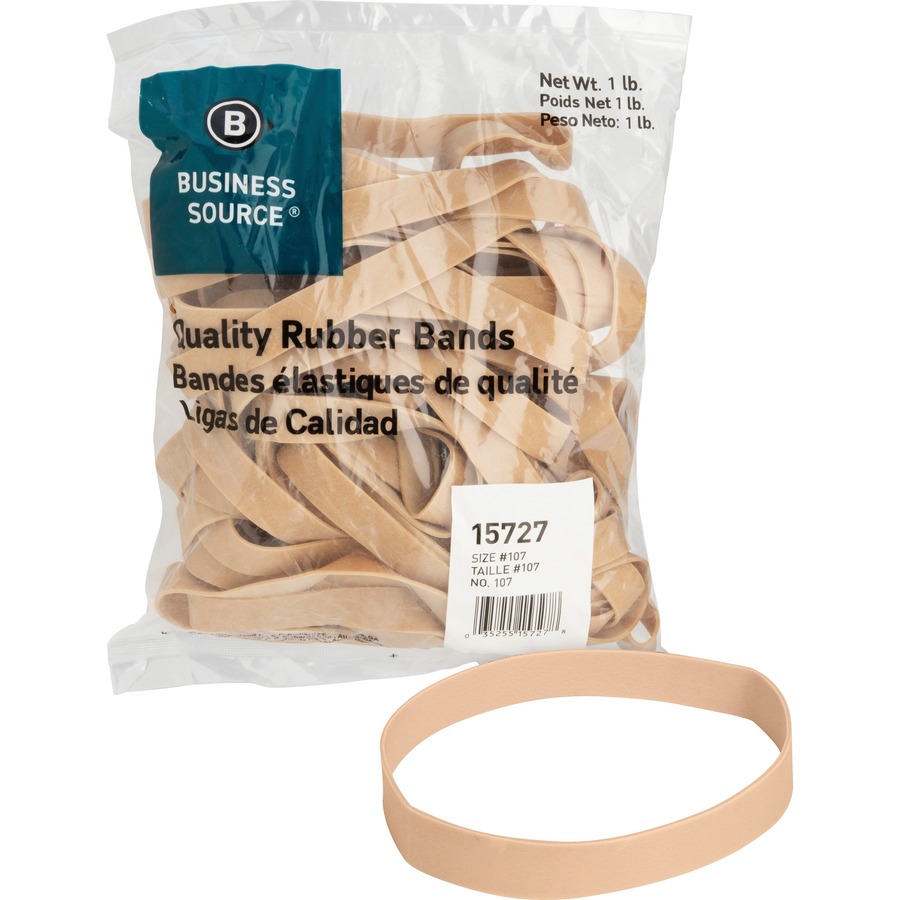 Picture of Business Source BSN15727 Rubber Bands- Size 107- 1LB-BG- Natural Crepe