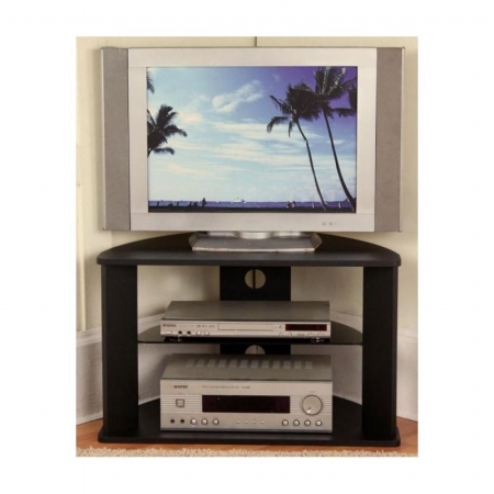 Picture of 4D Concepts 64935 Corner TV Stand w glass shelf- Black