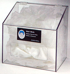 Picture of RackEm Racks 5119 Hair Net-Beard Cover-Shoe Cover Dispenser with Clear Lid- Clear Plastic