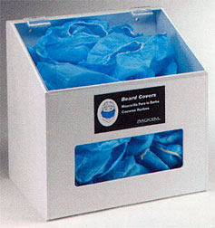Picture of RackEm Racks 5120-W Hair Net-Beard Cover-Shoe Cover Dispenser with Clear Lid- White Heavy- Duty Plastic