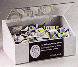 Picture of RackEm Racks 5136-W 60-Pair Foam Ear Plug Dispenser with Lid - White Heavy- Duty Plastic