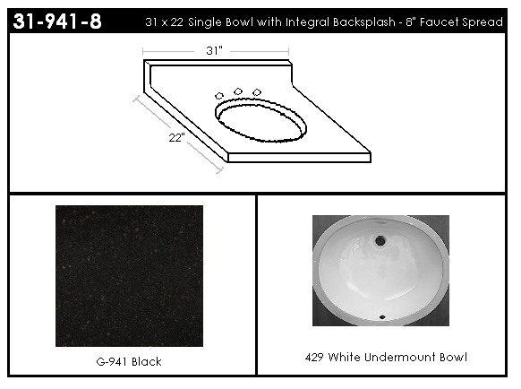 319418 Single Bowl Vanity Top