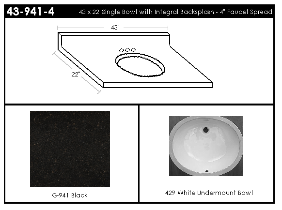 439414 Single Bowl Vanity Top