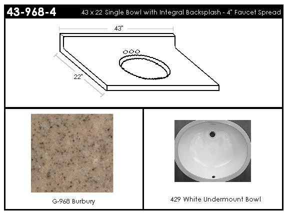 43-968-4 Single Bowl Vanity Top