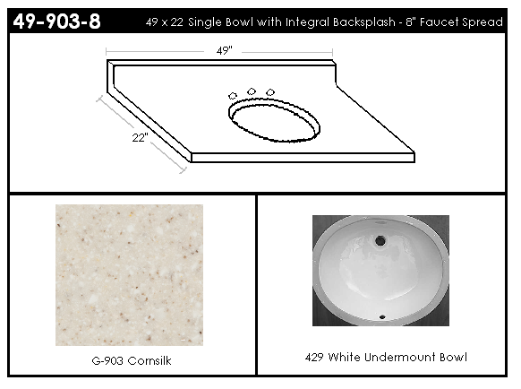 49-903-8 Single Bowl Vanity Top