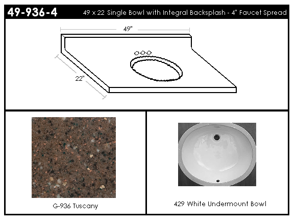 49-936-4 Single Bowl Vanity Top