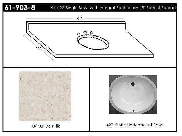 61-903-8 Single Bowl Vanity Top