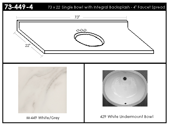 73-449-4 Single Bowl Vanity Top