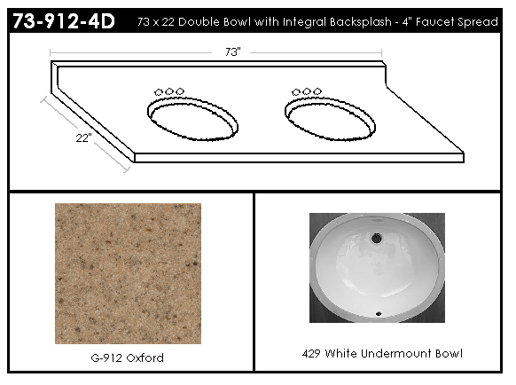 73-912-4D Double Bowl Vanity Top