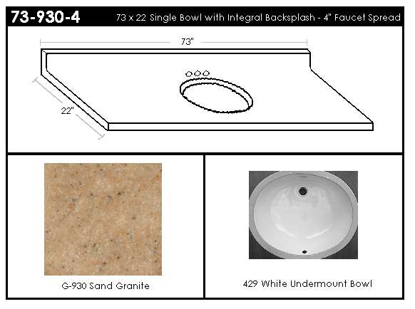 Single Bowl Vanity Top