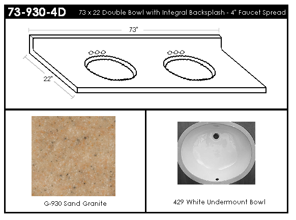 73-930-4D Double Bowl Vanity Top