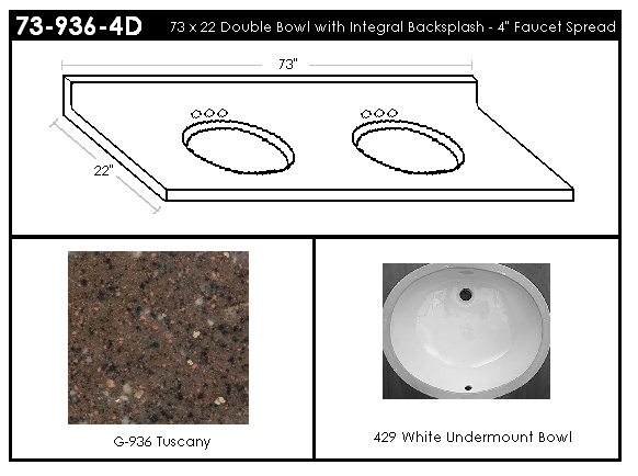 73-936-4D Double Bowl Vanity Top
