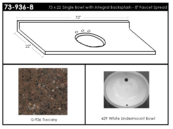 73-936-8 Single Bowl Vanity Top