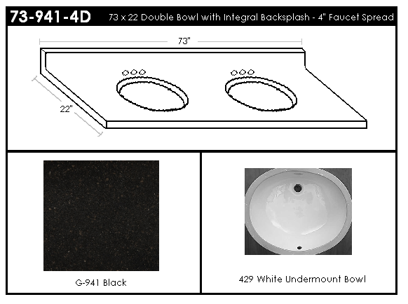73-941-4D Double Bowl Vanity Top