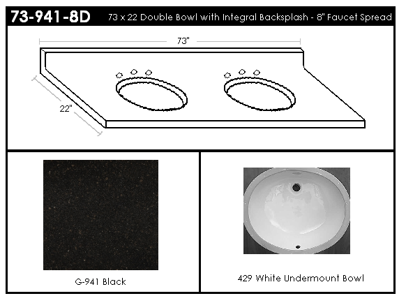 739418D Double Bowl Vanity Top