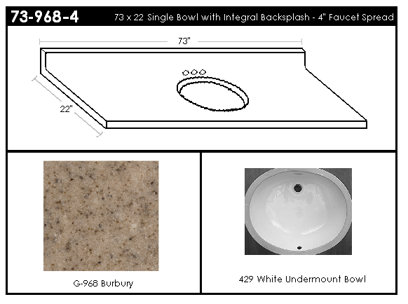 73-968-4 Single Bowl Vanity Top