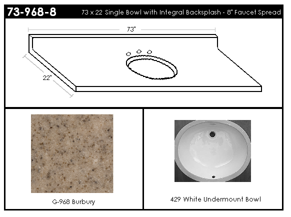 73-968-8 Single Bowl Vanity Top