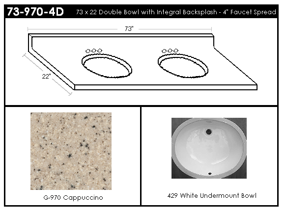 73-970-4D Double Bowl Vanity Top