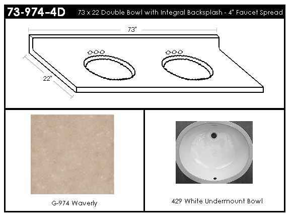 73-974-4D Double Bowl Vanity Top