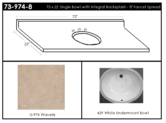 73-974-8 Single Bowl Vanity Top