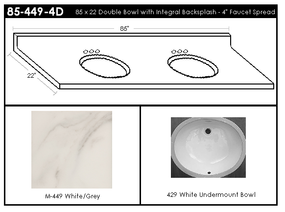 85-449-4D Double Bowl Vanity Top