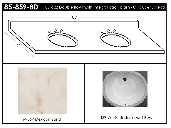 85-859-8D Double Bowl Vanity Top