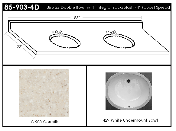 85-903-4D Double Bowl Vanity Top