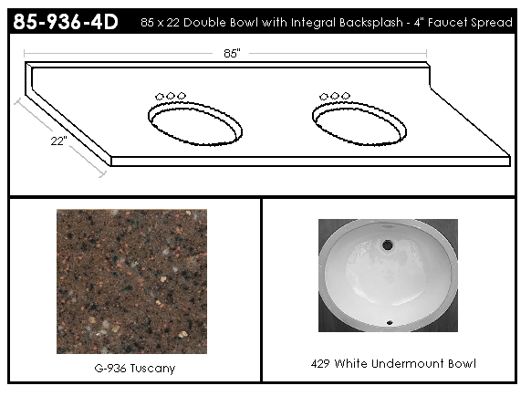 85-936-4D Double Bowl Vanity Top
