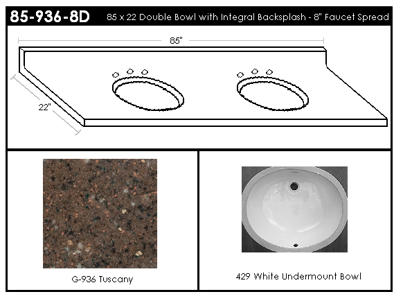 85-936-8D Double Bowl Vanity Top