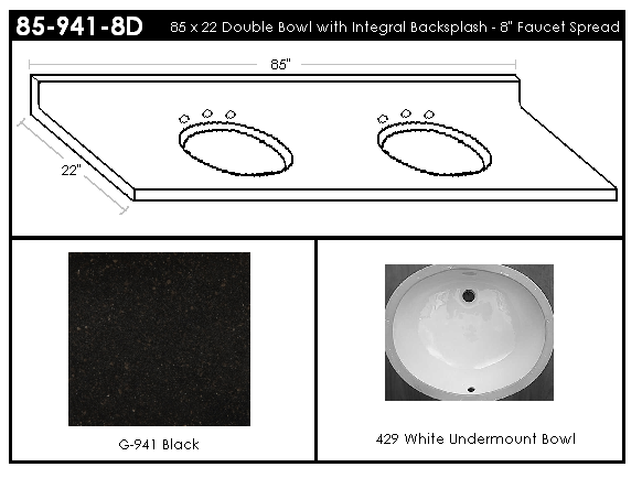 859418D Double Bowl Vanity Top