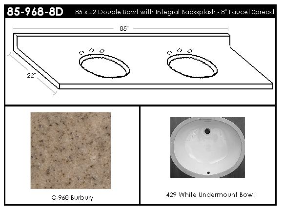 85-968-8D Double Bowl Vanity Top