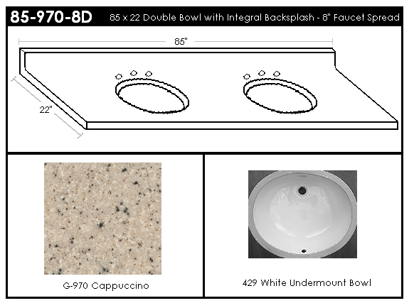 85-970-8D Double Bowl Vanity Top