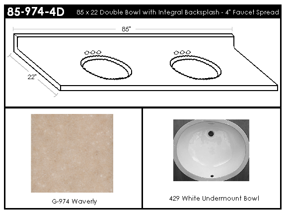 85-974-4D Double Bowl Vanity Top