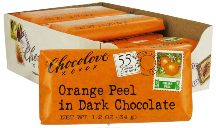 Picture of Chocolove Xoxo 20842 Dark Chocolate Orange Peel Mini Bar