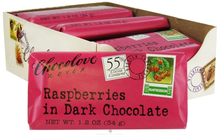 Picture of Chocolove Xoxo 20841 Dark Chocolate Raspberry Mini Bar