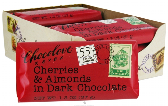 Picture of Chocolove Xoxo 20840 Dark Chocolate Cherry & Almond Mini Bar