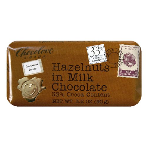 Picture of Chocolove Xoxo 30398 Milk Chocolate Bar With Hazelnut