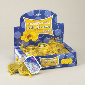 Picture of Rite Lite CH-GELT-24 Chanukah Gelt Milk Chocolatey Coins - 24 Bags-Display Box - Pack Of 24